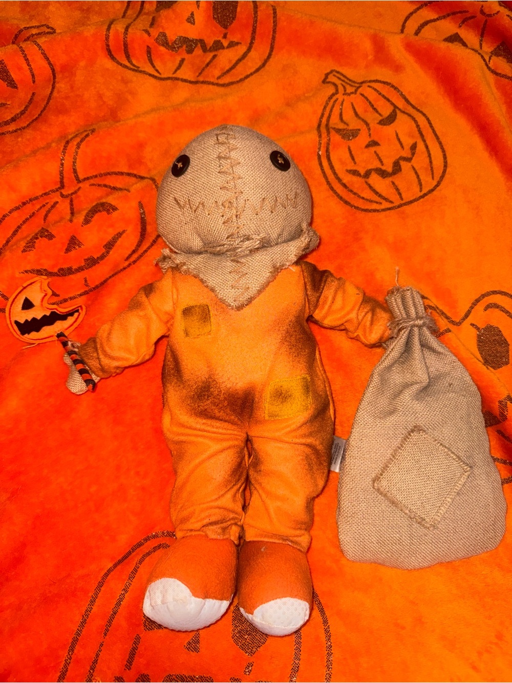 Spirit Orange Scarecrow Doll Costume with Burlap Hood - Picture 1 of 2